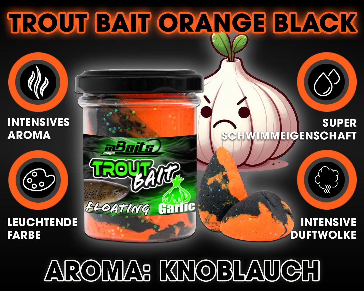 Magic Baits Trout Bait Forellenteig Magic Trout Paste -Orange Black