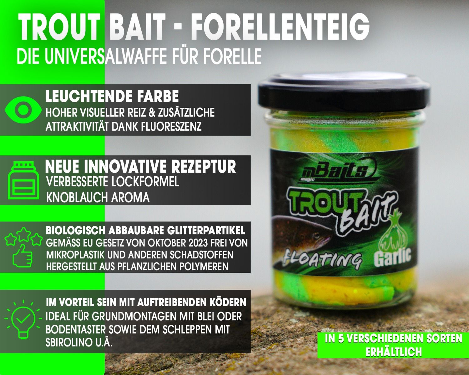 Magic Baits Trout Bait Forellenteig Magic Trout Paste -Fluo Green Yellow