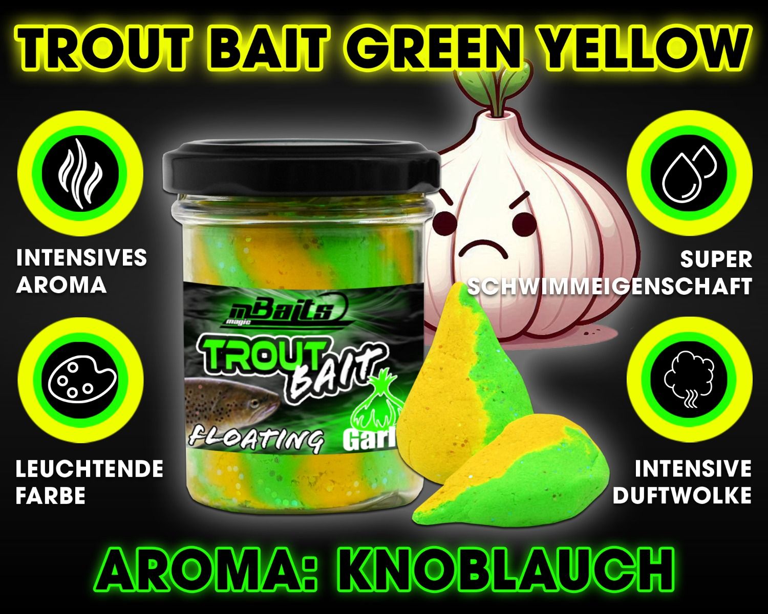 Magic Baits Trout Bait Forellenteig Magic Trout Paste -Fluo Green Yellow